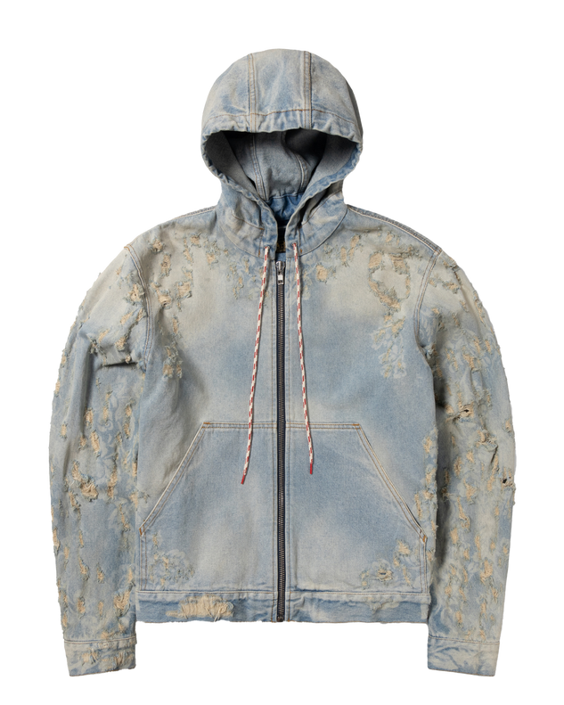 Destroyed Lace Hooded Jacket