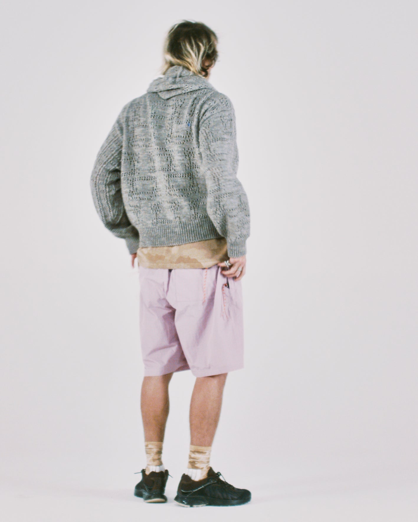 Pointelle Temple Patchwork Hoodie