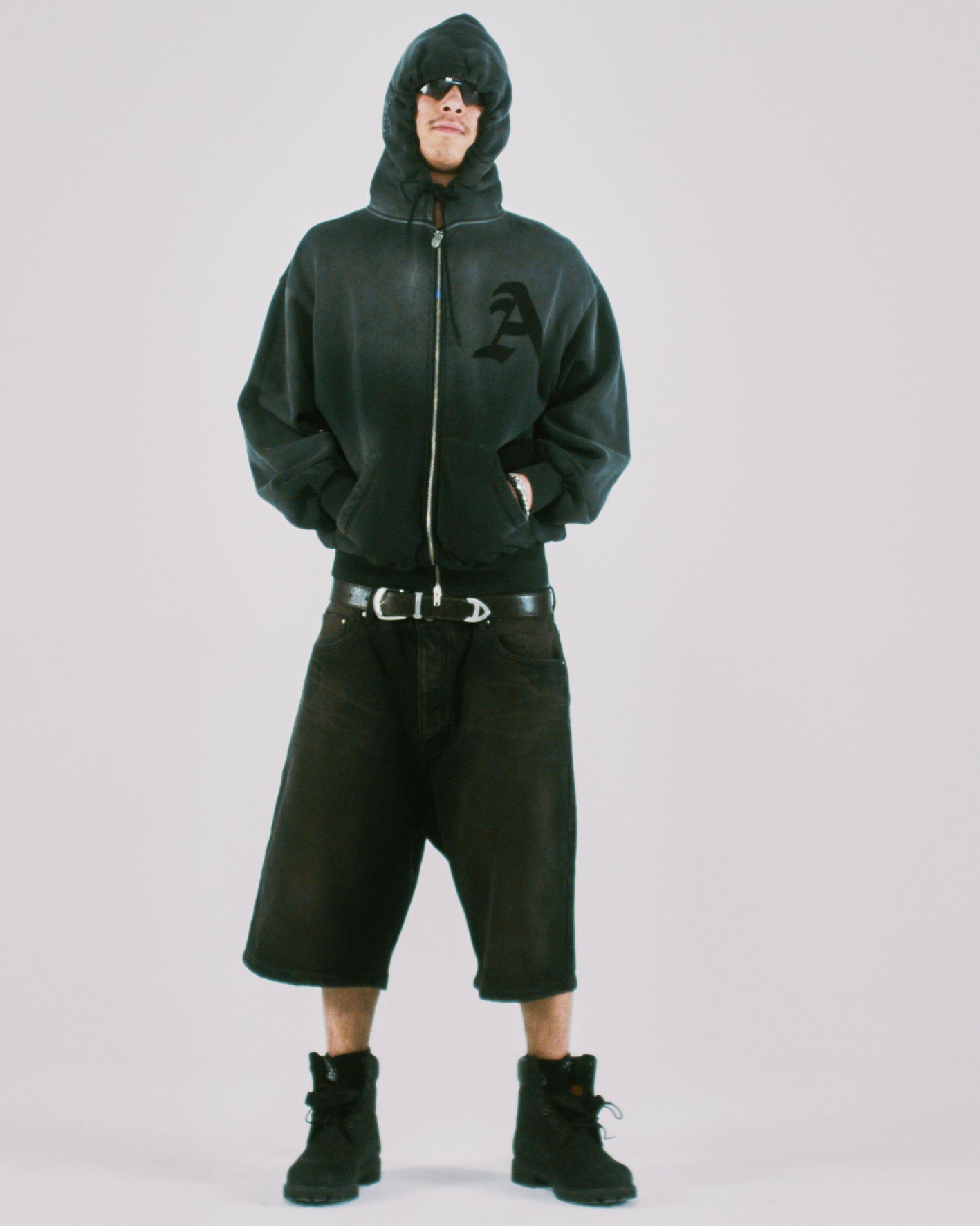 Aged Gothic Zip Through Hoodie