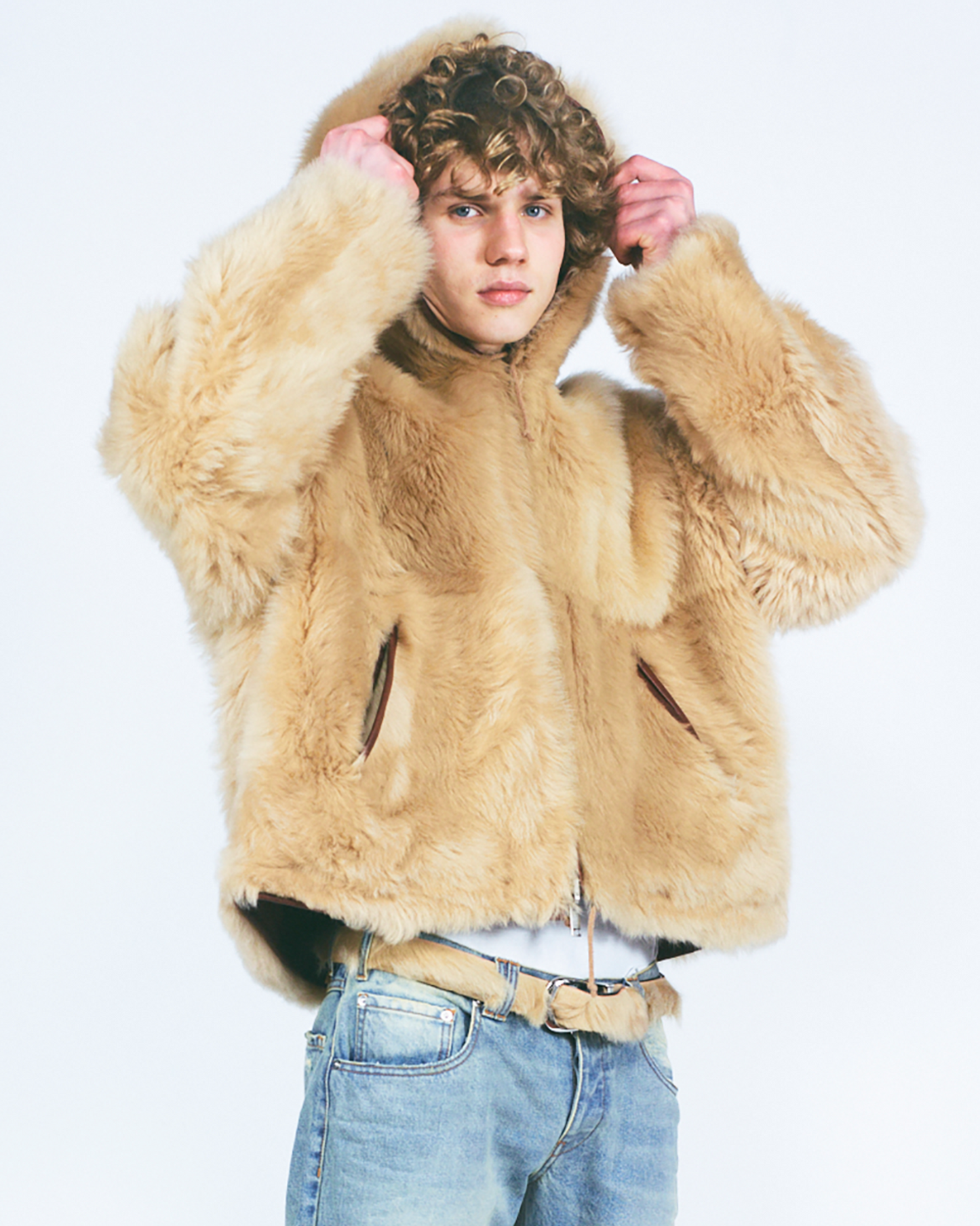 Oversized Hooded Sheepskin Jacket