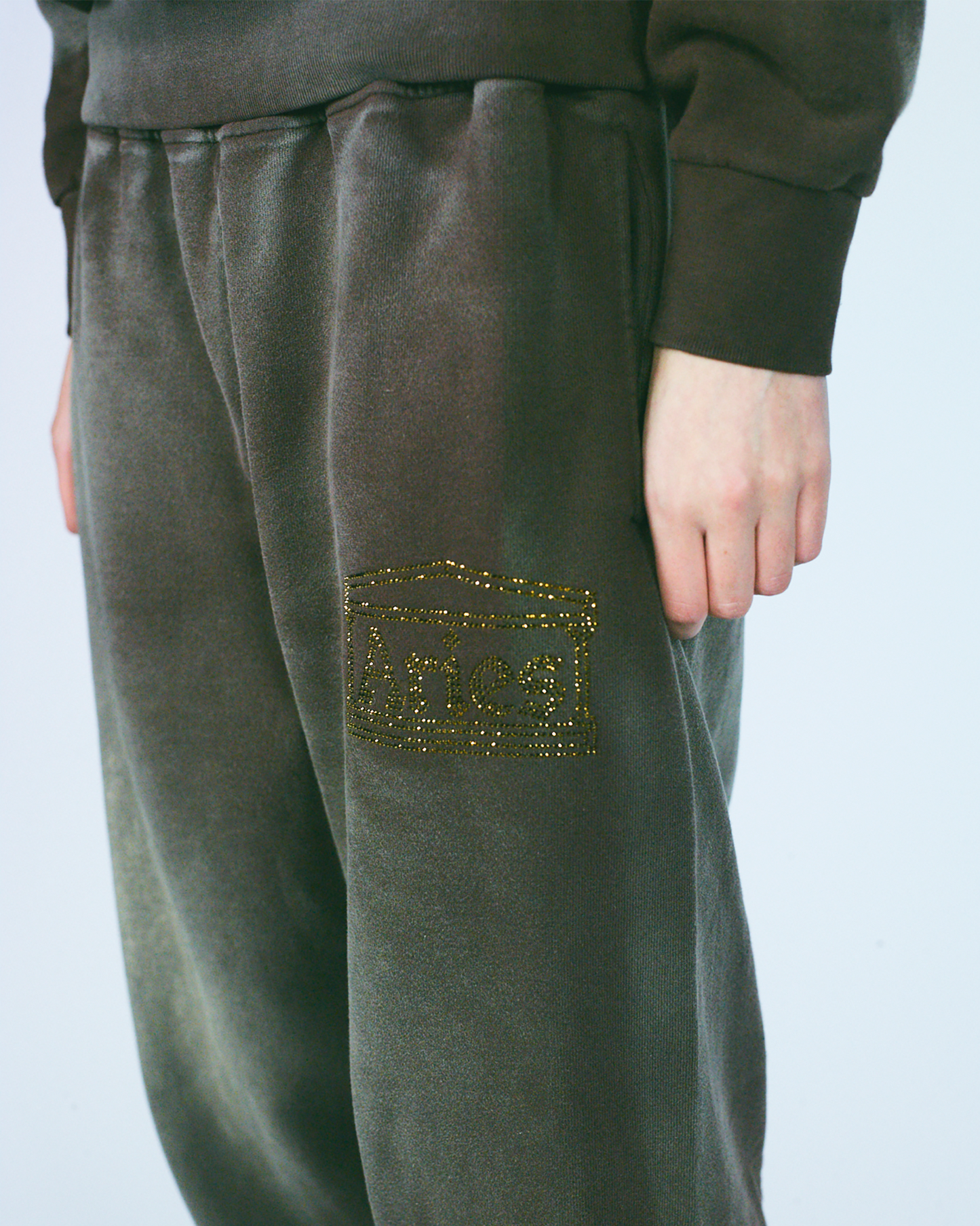 Premium Sunbleached Diamante Temple Sweatpant