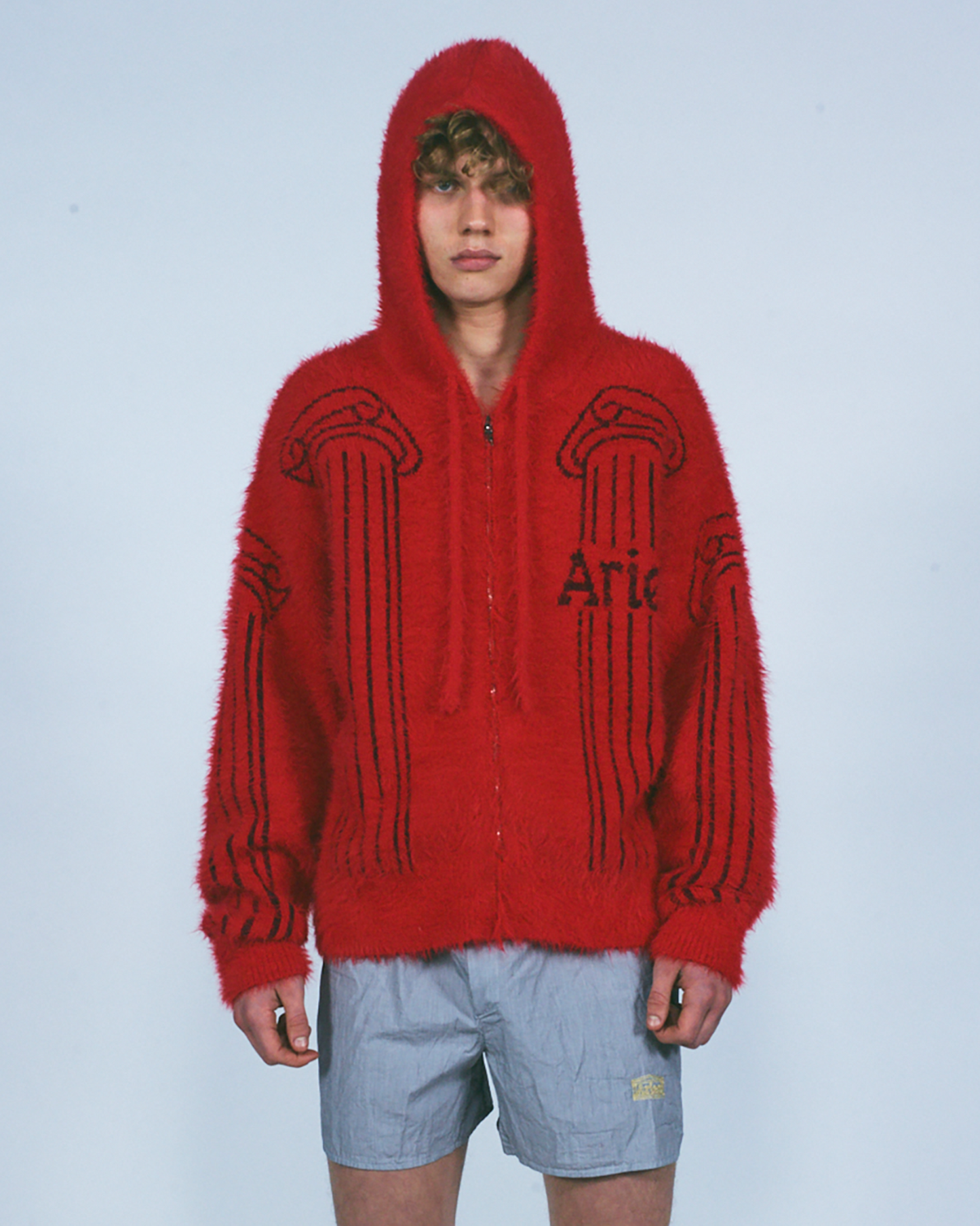 Fluffy Column Chenille Reversible Zip Thru Hoodie