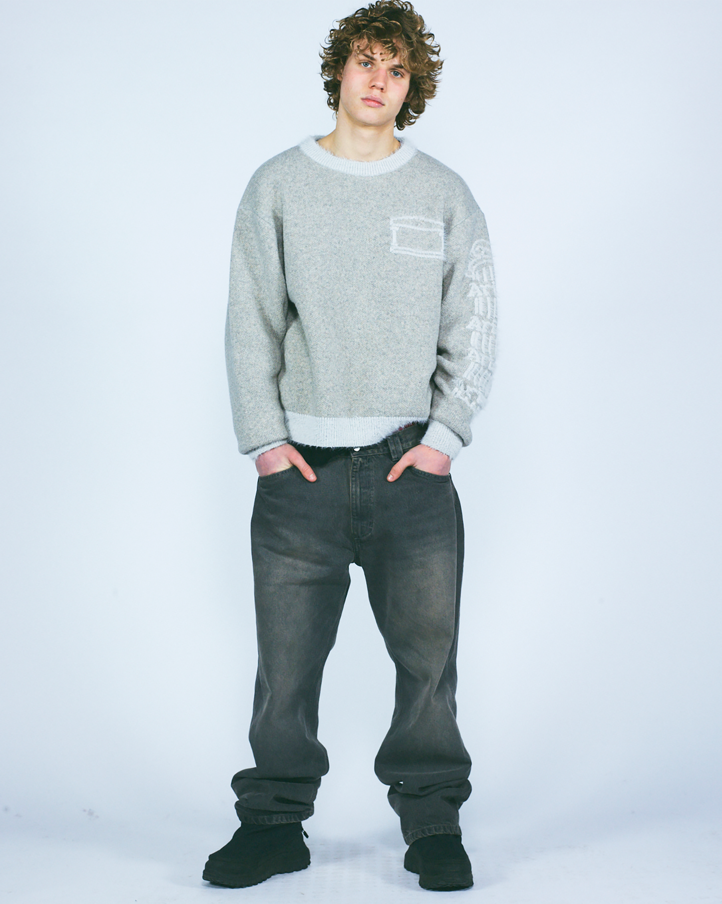 Fluffy Column Chenille Crew Neck