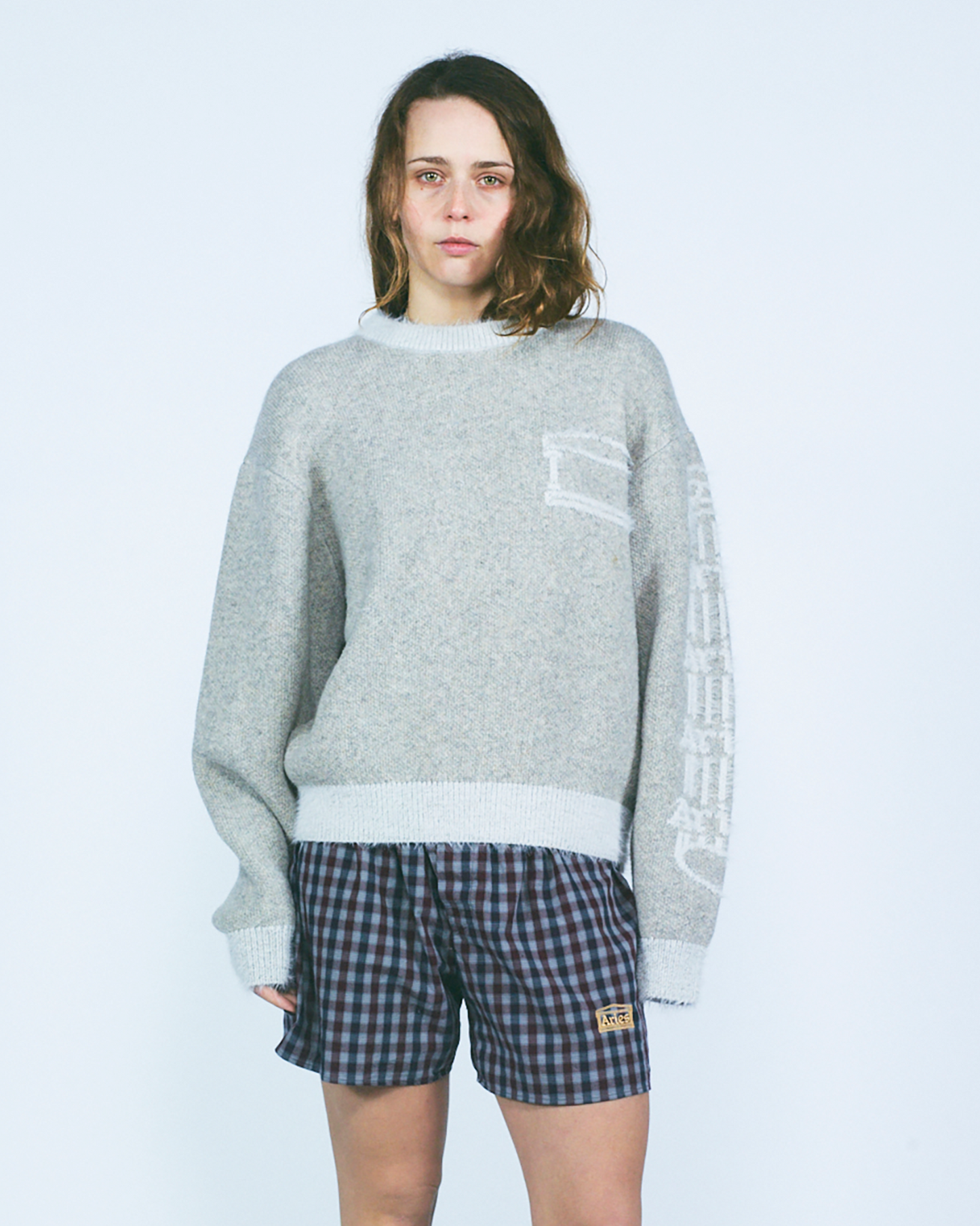 Fluffy Column Chenille Crew Neck