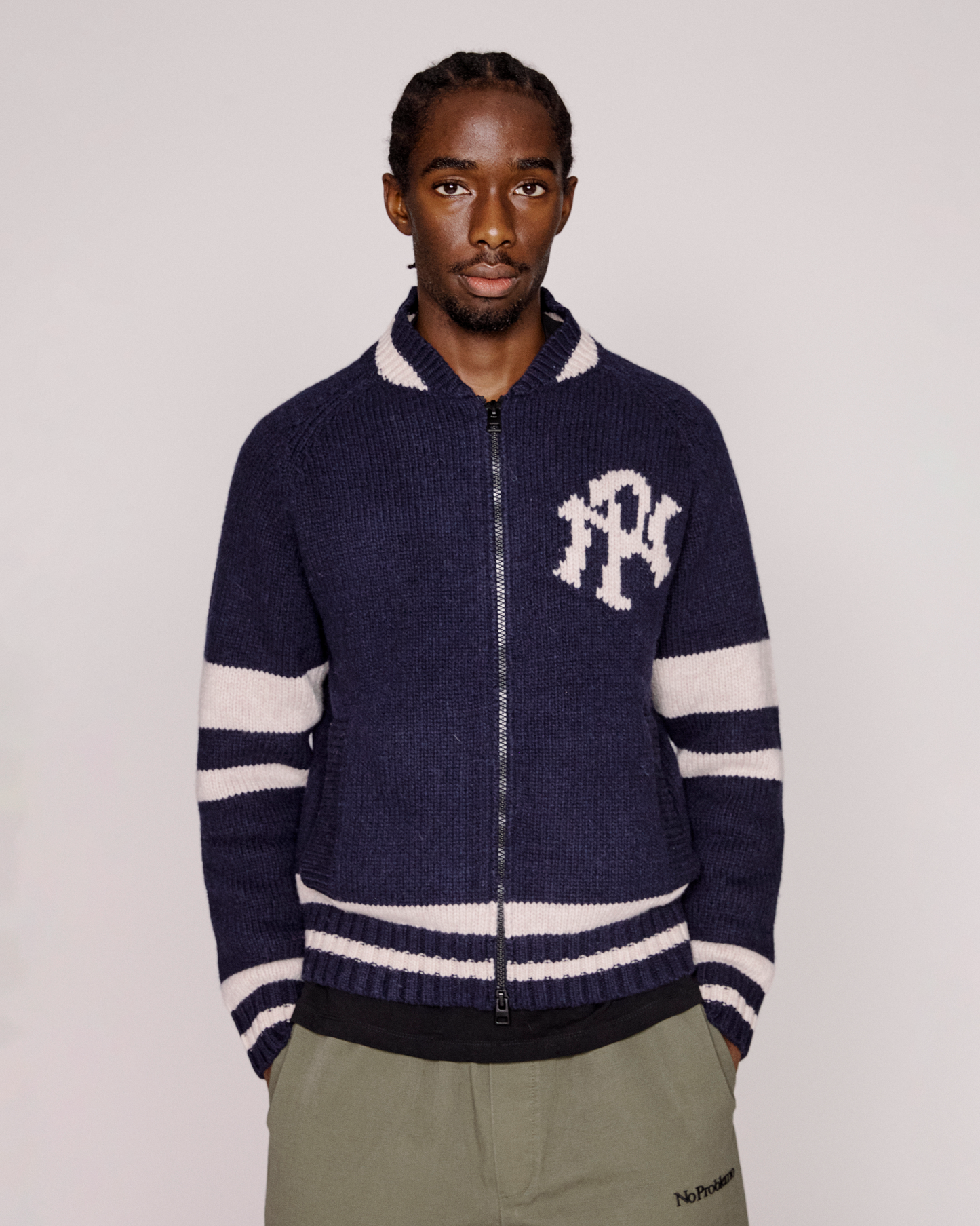 NYP Varsity Zip Thru Knit