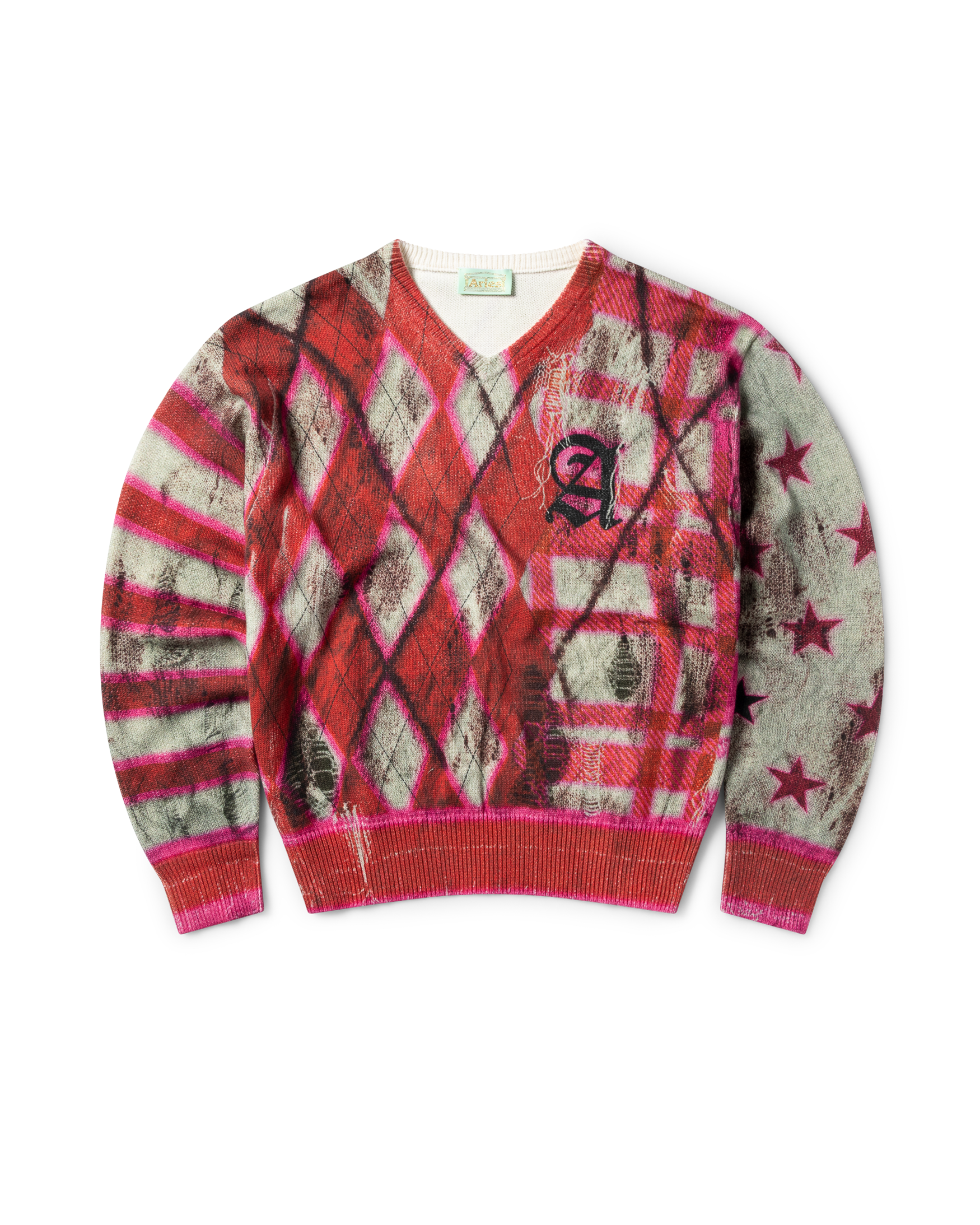 Digi Patchwork V Neck Knit Multi – Aries