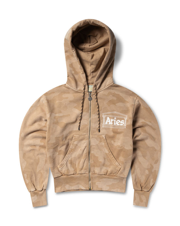 Aged Temple Camo Zip Through Hoodie