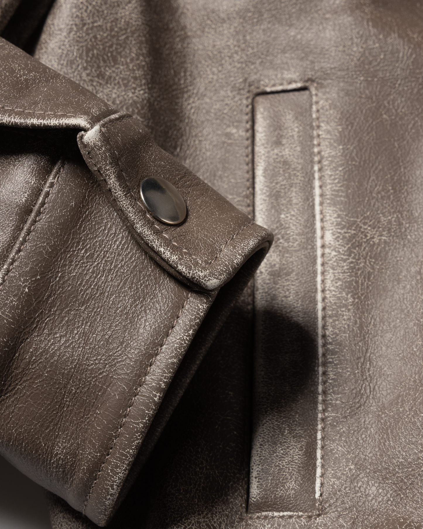 Distressed Leather Hooded Bomber Jacket