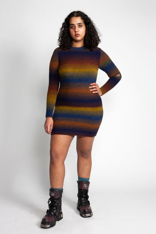 Boucle Space Dye Holey Knit Dress