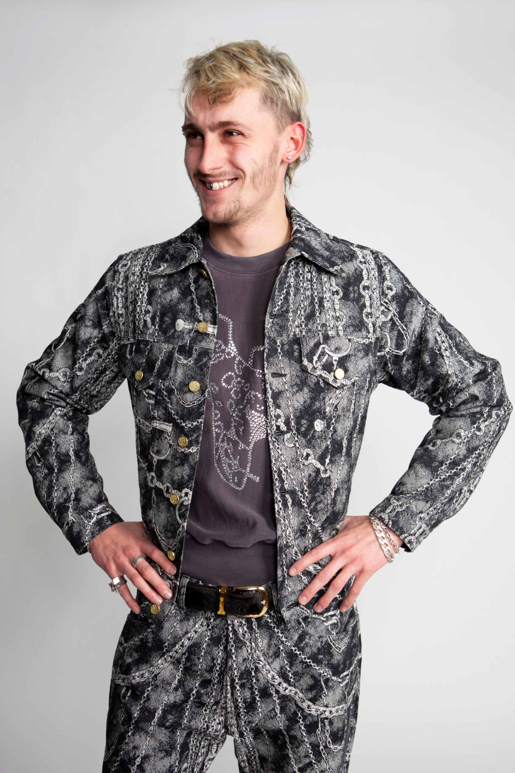 Load image into Gallery viewer, Chains Jacquard Trucker Jacket