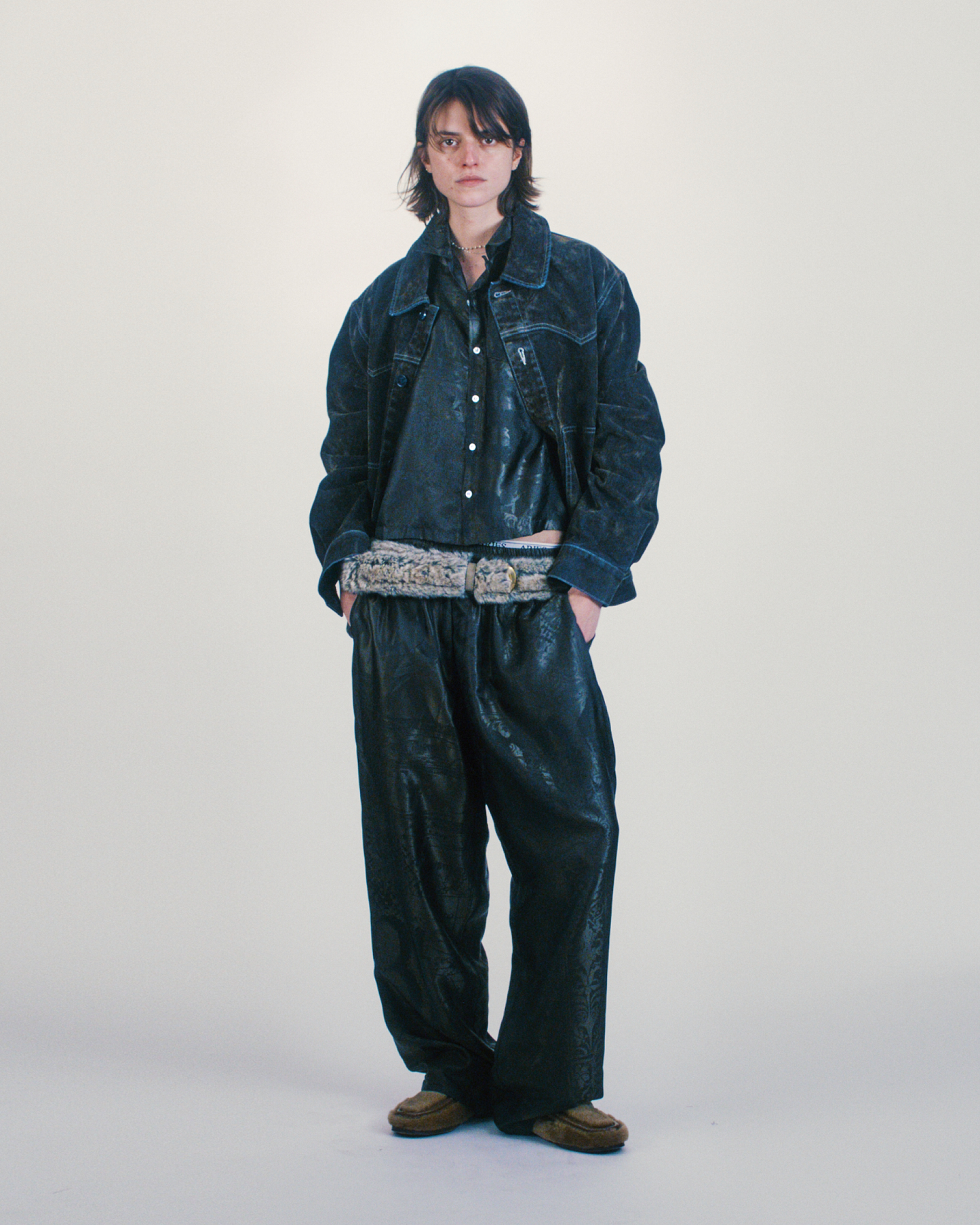 Worn Flock Denim Car Coat