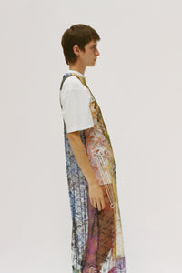 Pleated Lace Maxi Shift Dress