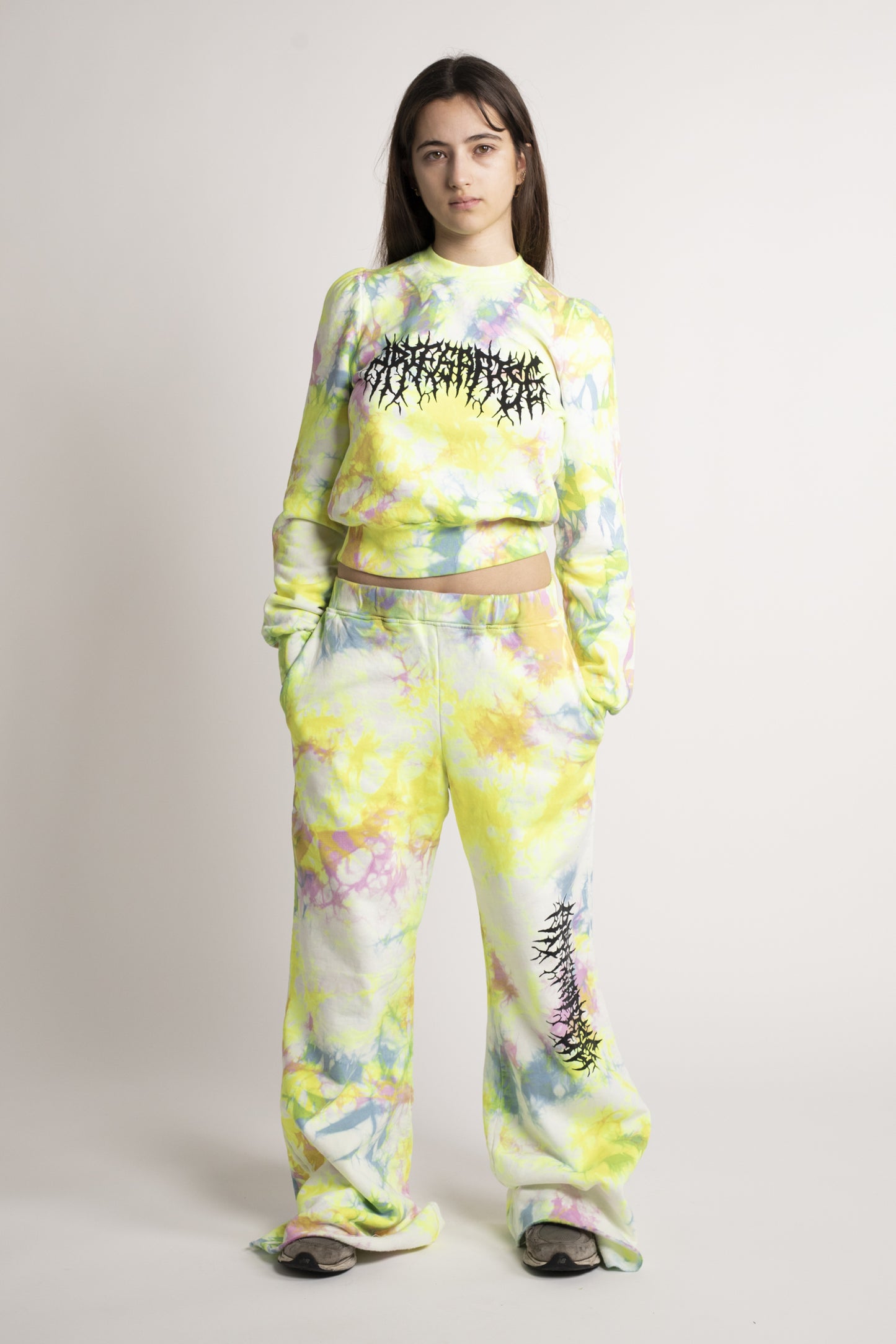 Metal Tie Dye Puff Sleeve Sweatshirt