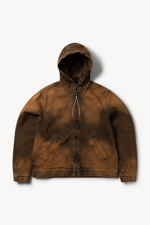 Acid Wash Hooded Denim Jacket