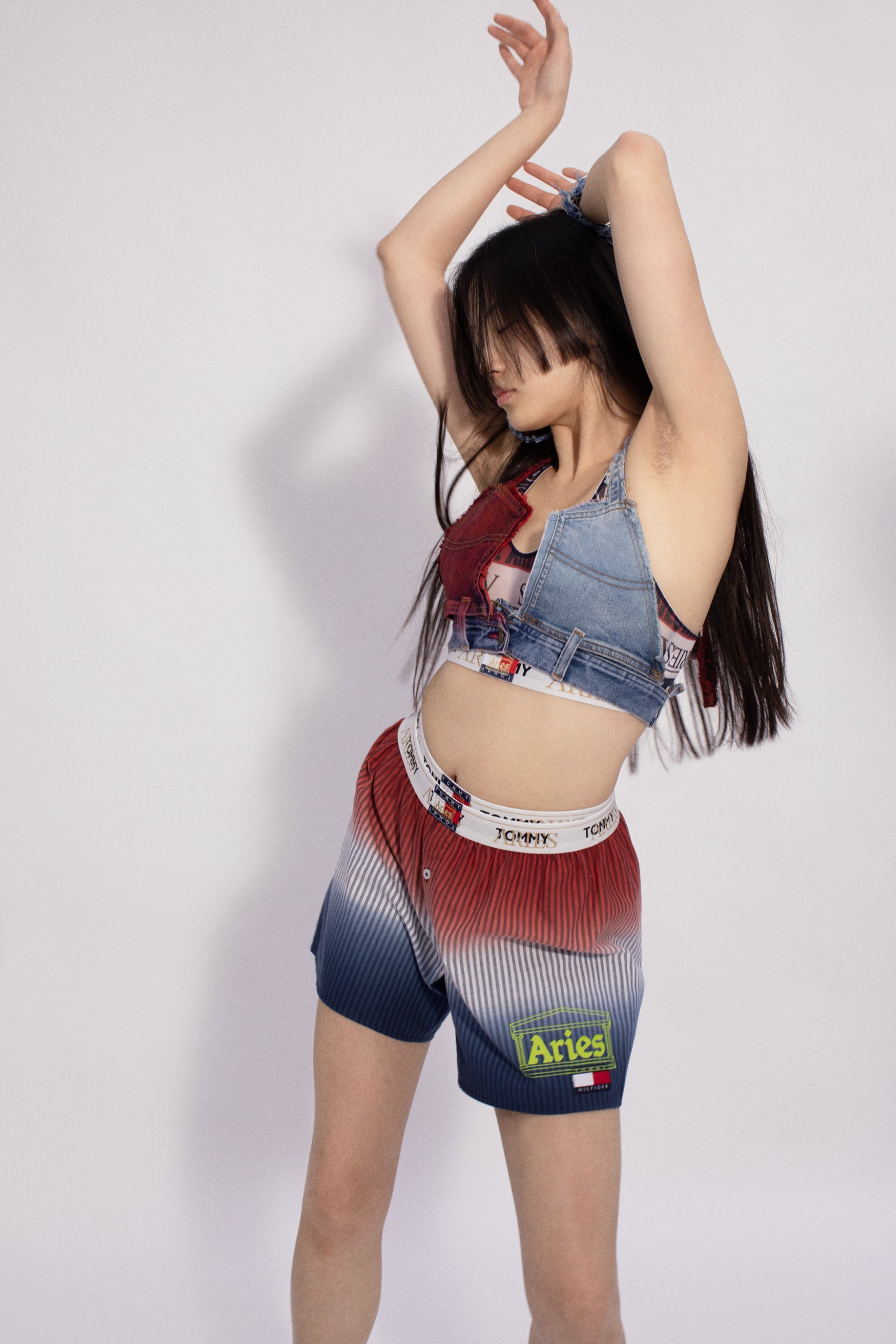 Load image into Gallery viewer, Tommy x Aries Remade: Denim Flag Bra