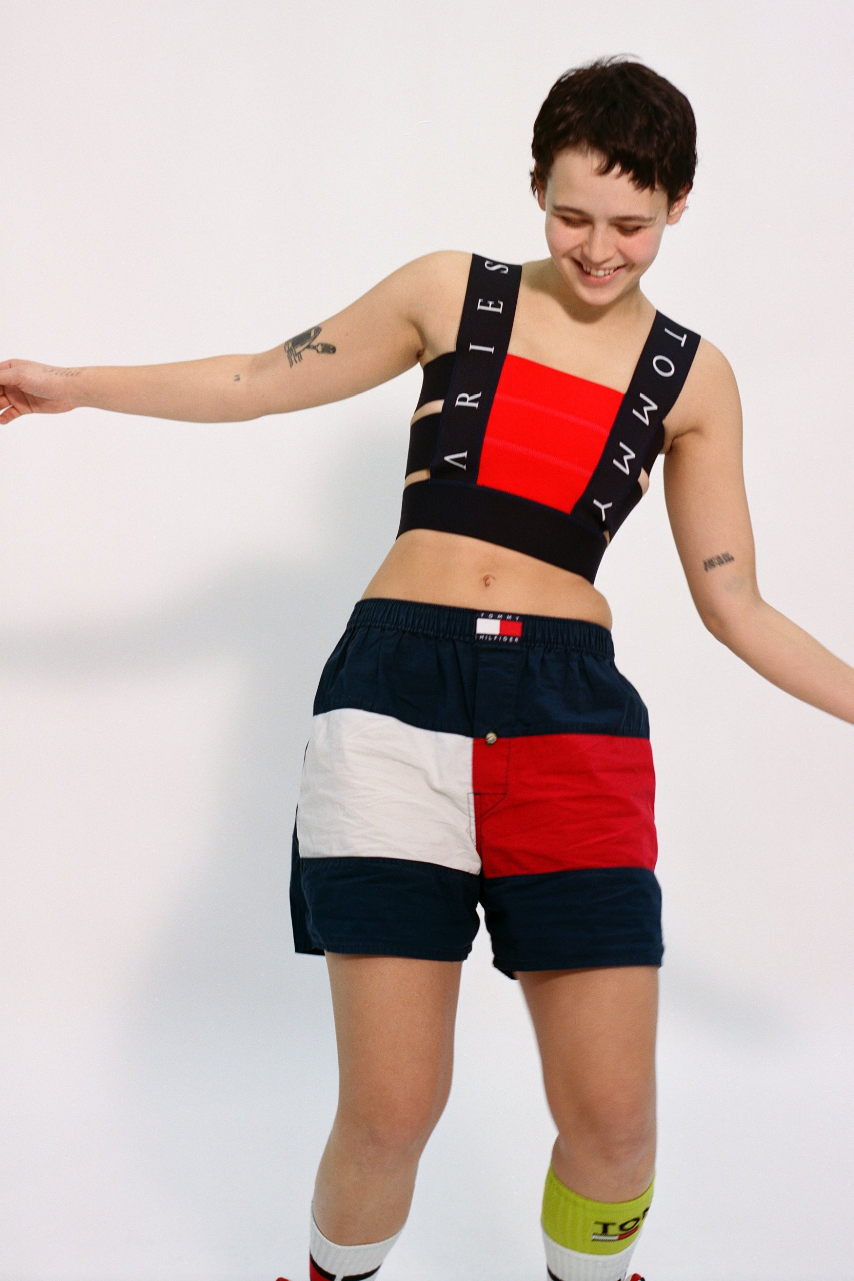 Load image into Gallery viewer, Tommy X Aries Engineered Knit Flag Top