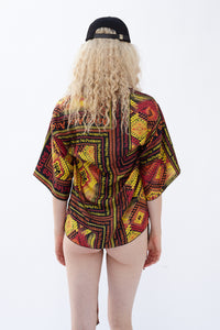 Scarf Print Silk Kimono