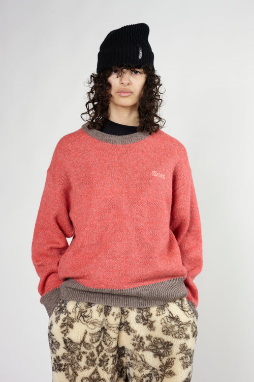 Brushed Mohair Crew Neck Knit Pink