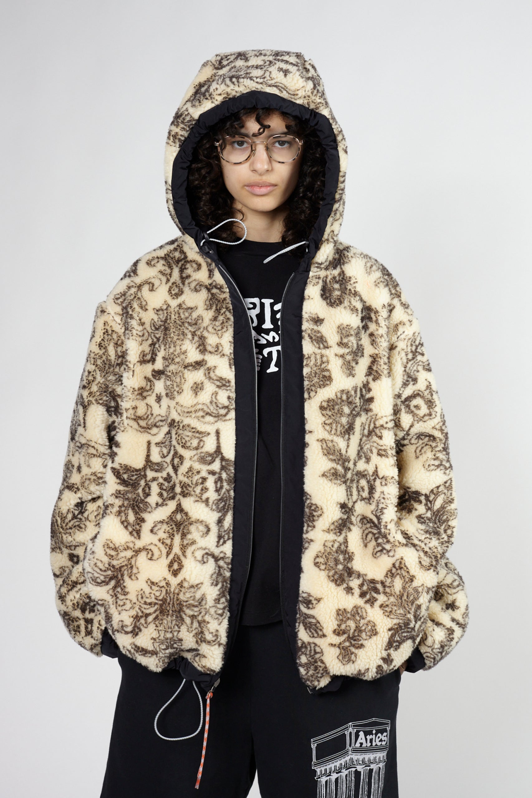 Load image into Gallery viewer, Reversible Nylon and Floral Fleece Parka