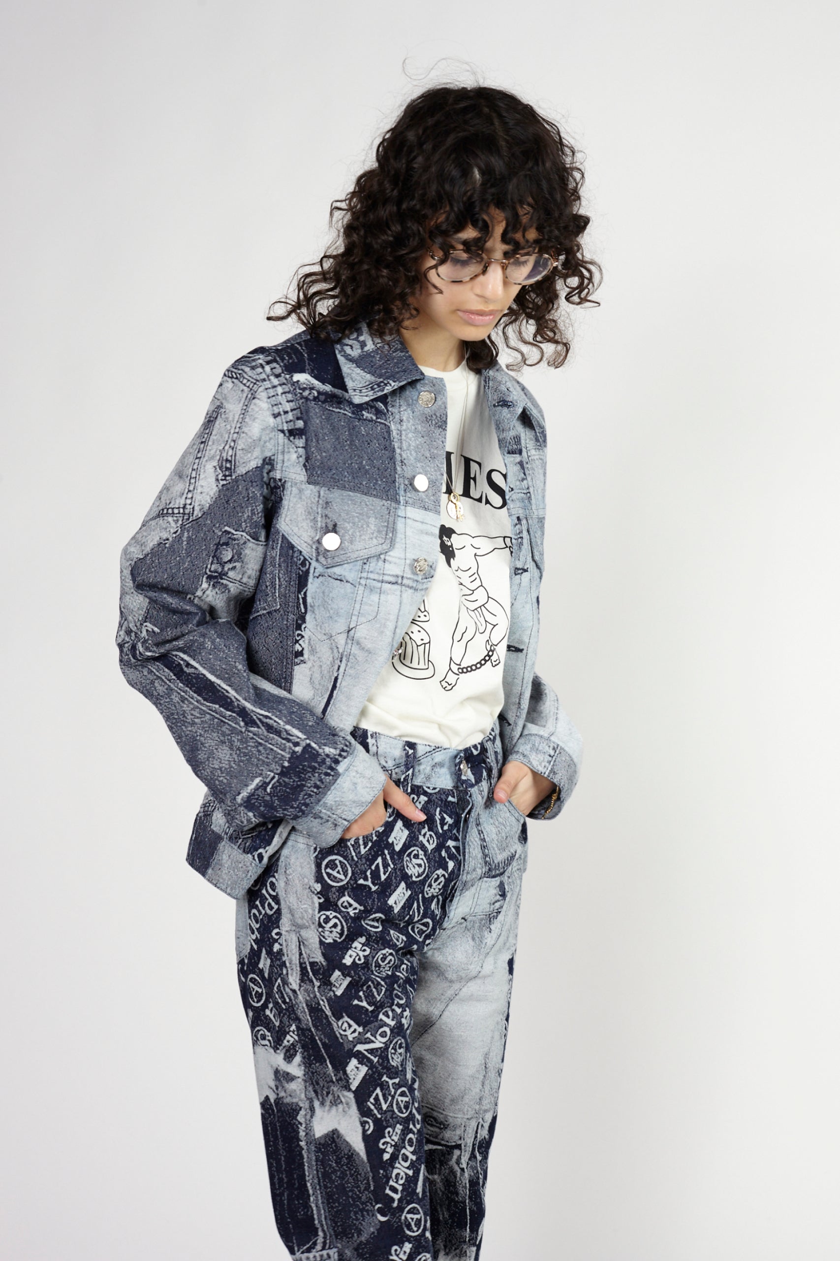 Load image into Gallery viewer, Patchwork Jacquard Trucker Jacket