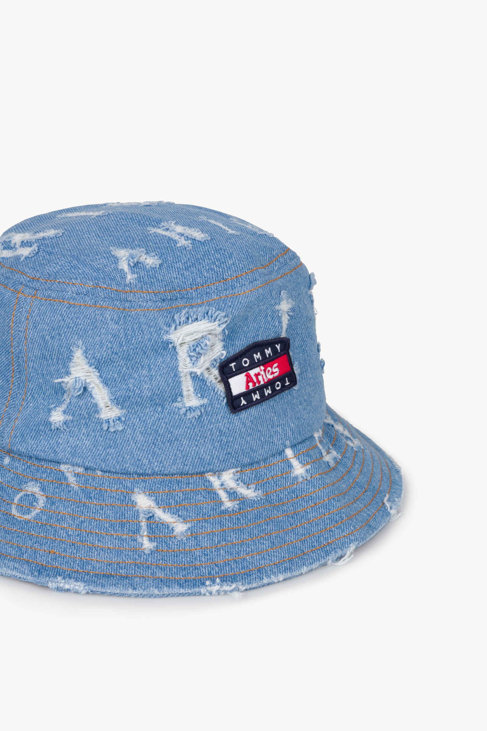 Load image into Gallery viewer, Tommy x Aries Logo Destroyed Denim Hat